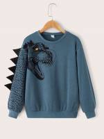 Green Cute Round Neck Boys Sweatshirts 3306