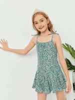 Spaghetti Strap Sleeveless Ditsy Floral Girls Clothing 4095