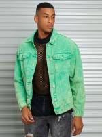 Green Plain Regular Long Sleeve Men Denim 364