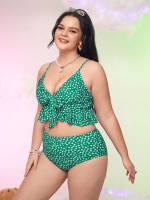 Green Spaghetti Strap Plus Size Beachwear 7321