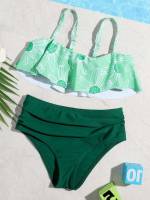  Spaghetti Strap Green Toddler Girl Bikini Sets 4658