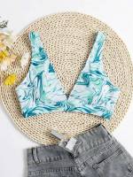  All Over Print Boho V neck Women Beachwear 5686