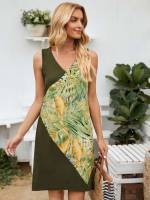 Tropical Sleeveless V neck Women Dresses 60