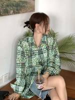 Casual Plaid Oversized Women Tops, Blouses  Tee 8228