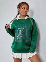 Letter  Green Women Sweatshirts 3598
