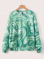 Marble Green Casual Regular Fit Women Sweatshirts 4218