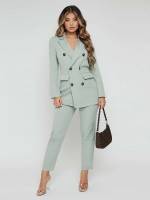 Plain  Green Women Suit Sets 5422