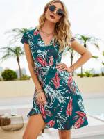  Tropical Short Cap Sleeve Women Clothing 691