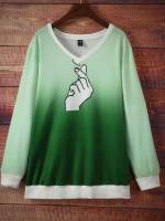 Ombre Long Green Plus Size Sweatshirts 797