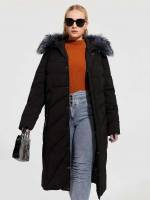 Plain Contrast Faux Fur Casual Plus Size Winter Coats 9346