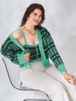 Regular Fit Green Casual Plus Size Sweater Co-ords 4375