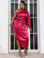  Asymmetrical Glamorous Long Sleeve Plus Size Dresses 614