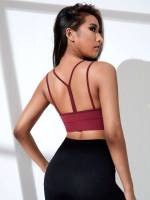 Backless Plain Spaghetti Strap Women Sports Bras 6535