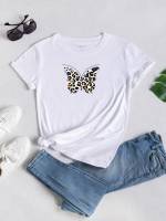 Regular Fit Green Butterfly Women Tops, Blouses  Tee 406