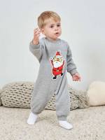 Round Neck Long Sleeve Grey Cartoon Baby Clothing 5303