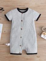 Grey  Short Sleeve Baby Rompers 4270