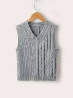 Sleeveless Grey Plain Boys Sweaters 7463