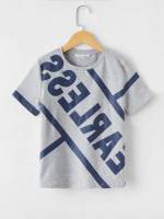  Round Neck Letter Regular Boys T-Shirts 2852