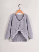  Grey Regular V neck Kids Clothing 7506