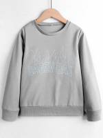 Round Neck Letter Casual Regular Fit Girls Clothing 2286