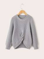 Long Sleeve Grey Regular Girls Knitwear 7967