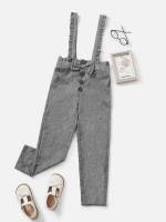 Grey Preppy Regular Fit Sleeveless Girls Jumpsuits 9477