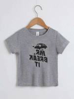  Grey Regular Fit Round Neck Toddler Boys Clothing 205