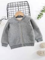 Casual Plain Zipper Long Sleeve Toddler Boys Outerwear 3224