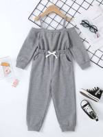 Cut Out Long Plain Long Sleeve Kids Clothing 6148