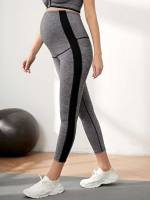 Pocket  Colorblock Maternity Leggings 3834