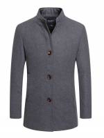 Funnel Neck Work Button Front Men Outerwear 3197