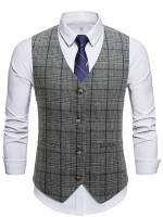 Plaid V neck Grey Belted Men Suits  Separates 275