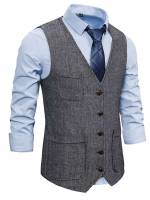 Work Grey Plain Regular Fit Men Suits  Separates 4344