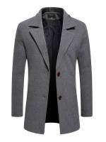 Lapel Plain Midi Men Outerwear 1320