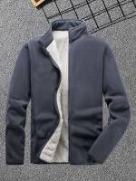 Long Sleeve Stand Collar Grey Men Coats 5348