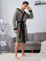 Belted Long Sleeve Grey Men Underwear  Loungewear 4372