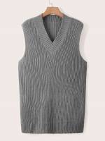 Plain Rib-Knit V neck Women Plus Clothing 9903