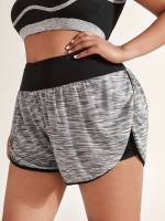 Colorblock Contrast Binding Plus Size Sports Shorts 2186