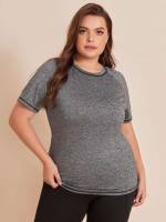 Regular  Short Sleeve Plus Size Sports Tops 5797