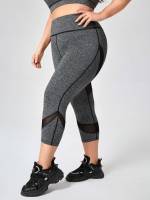  Capris Contrast Mesh Women Plus Activewear 1655