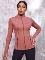 Zipper Plain Grey Stand Collar Sports 9117