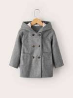 Grey Casual Double Button Toddler Boy Overcoats 8343