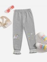 Grey Regular Fit Toddler Girl Sweatpants 5644