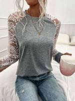  Round Neck Long Sleeve Women Tops 3161