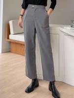  Regular Fit Grey Women Suit Pants 4791