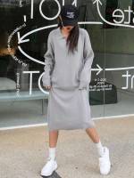 Collar Casual Regular Fit Grey Women Sweater Dresses 238