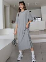  Loose Round Neck Half Sleeve Women Dresses 916