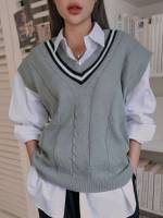  V neck Oversized Women Sweater Vests 2267