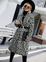 Long Sleeve Shawl Collar Elegant All Over Print Women Outerwear 4009