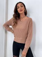 Long Sleeve Casual Plain Women Sweaters 181